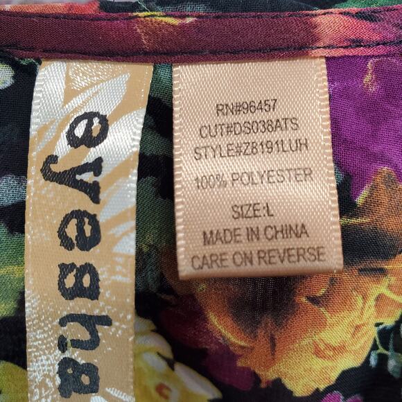 Sleeveless Midi Dress Black w/Floral Print Sz L Tier Asymmetric Whimsy Fairy NWT - Picture 7 of 11